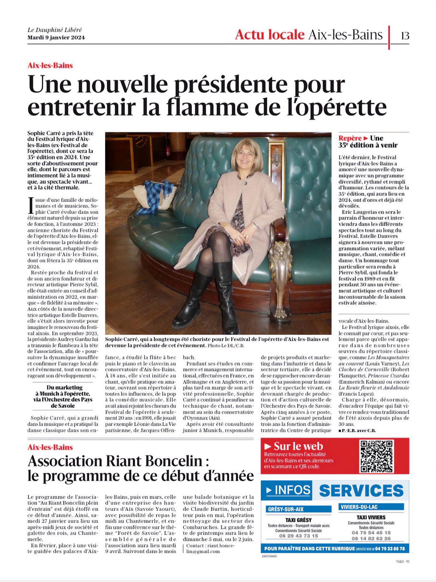 Sophie Carré Présidente -Dauphiné Libéré - 9 janvier 2024 #image_title